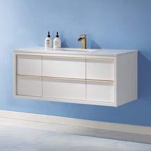 Load image into Gallery viewer, Altair Vanity White Finish Altair Morgan 48&quot; Single Bathroom Vanity Set in White and Composite Carrara White Stone Countertop