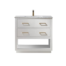 Load image into Gallery viewer, Altair Vanity White Finish Altair Remi 36&quot; Single Bathroom Vanity Set in Gray, White or Royal Blue Finish and Carrara White Marble Countertop