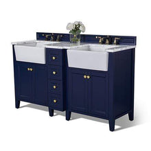 Load image into Gallery viewer, Ancerre Designs Vanity Ancerre Designs VTS-ADELINE-60-HB-CW-GD Adeline 60 in. Bath Vanity Set in Heritage Blue