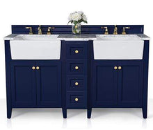Load image into Gallery viewer, Ancerre Designs Vanity Ancerre Designs VTS-ADELINE-60-HB-CW-GD Adeline 60 in. Bath Vanity Set in Heritage Blue
