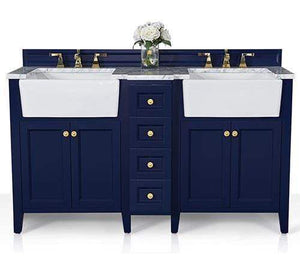 Ancerre Designs Vanity Ancerre Designs VTS-ADELINE-60-HB-CW-GD Adeline 60 in. Bath Vanity Set in Heritage Blue