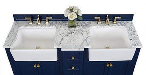 Ancerre Designs Vanity Ancerre Designs VTS-ADELINE-60-HB-CW-GD Adeline 60 in. Bath Vanity Set in Heritage Blue