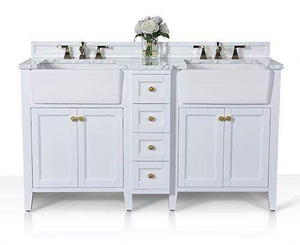 Ancerre Designs Vanity Ancerre Designs VTS-ADELINE-60-W-CW-GD Adeline 60 in. Bath Vanity Set in White