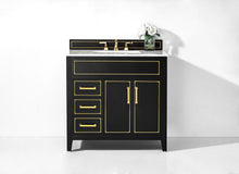 Load image into Gallery viewer, Ancerre Designs Vanity Ancerre Designs VTS-ASPEN-36-BO-CW-GD Aspen 36 in. Bath Vanity Set in Black Onyx