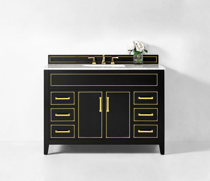 Ancerre Designs Vanity Ancerre Designs VTS-ASPEN-48-BO-CW-GD Aspen 48 in. Bath Vanity Set in Black Onyx