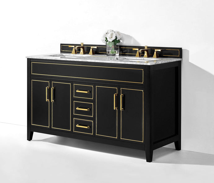 Ancerre Designs Vanity Ancerre Designs VTS-ASPEN-60-BO-CW-GD Aspen 60 in. Bath Vanity Set in Black Onyx