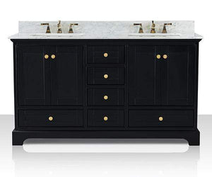 Ancerre Designs Vanity Ancerre Designs VTS-AUDREY-60-BO-CW-GD Audrey 60 in. Bath Vanity Set in Onyx Black