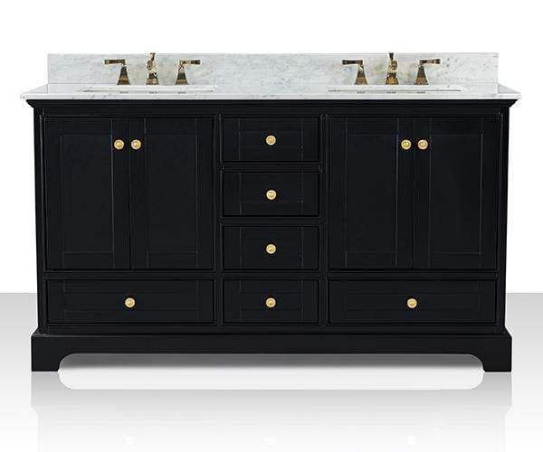 Ancerre Designs Vanity Ancerre Designs VTS-AUDREY-60-BO-CW-GD Audrey 60 in. Bath Vanity Set in Onyx Black