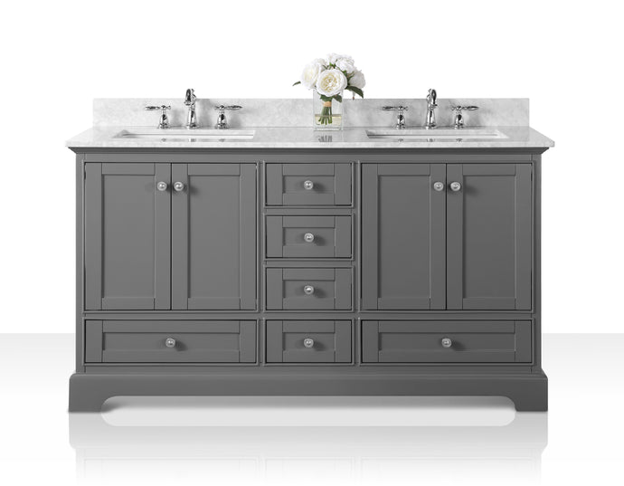 Ancerre Designs Vanity Ancerre Designs VTS-AUDREY-60-SG-CW Audrey 60 in. Bath Vanity Set in Sapphire Gray