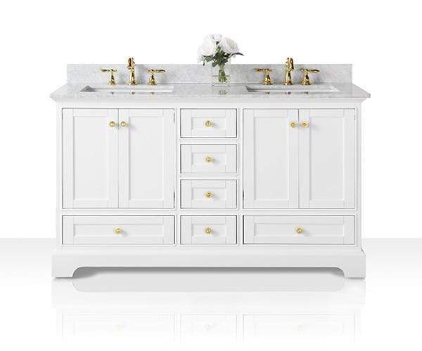 Ancerre Designs Vanity Ancerre Designs VTS-AUDREY-60-W-CW-GD Audrey 60 in. Bath Vanity Set in White