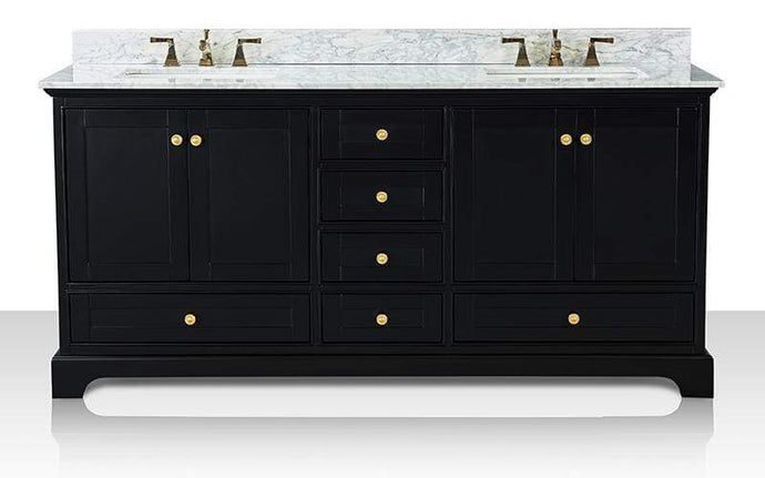 Ancerre Designs Vanity Ancerre Designs VTS-AUDREY-72-BO-CW-GD  Audrey 72 in. Bath Vanity Set in Onyx Black