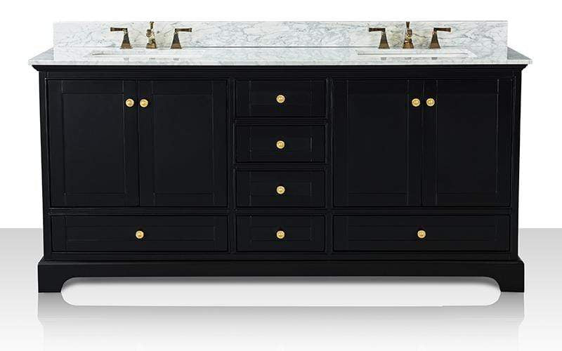 Ancerre Designs Vanity Ancerre Designs VTS-AUDREY-72-BO-CW-GD  Audrey 72 in. Bath Vanity Set in Onyx Black