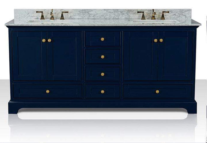 Ancerre Designs Vanity Ancerre Designs VTS-AUDREY-72-HB-CW-GD  Audrey 72 in. Bath Vanity Set in Heritage Blue