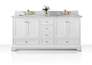 Ancerre Designs Vanity Ancerre Designs VTS-AUDREY-72-W-CW-GD Audrey 72 in. Bath Vanity Set in White