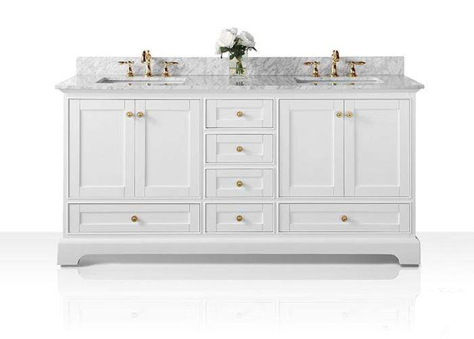 Ancerre Designs Vanity Ancerre Designs VTS-AUDREY-72-W-CW-GD Audrey 72 in. Bath Vanity Set in White