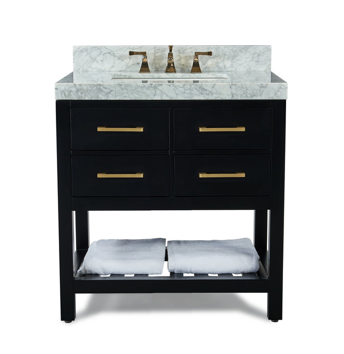 Ancerre Designs Vanity Ancerre Designs VTS-ELIZABETH-36-BO-CW-GD Elizabeth 36 in.Bath Vanity Set in Black Onyx