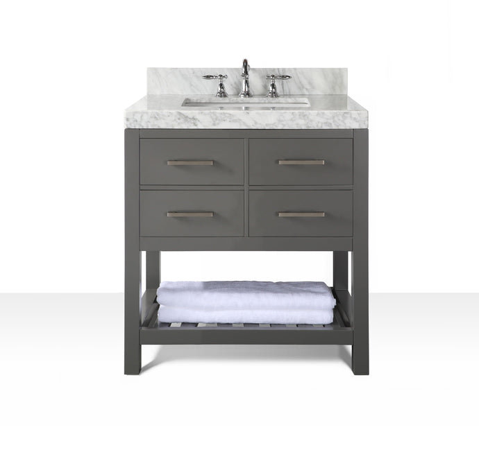 Ancerre Designs Vanity Ancerre Designs VTS-ELIZABETH-36-SG-CW Elizabeth 36 in.Bath Vanity Set in Sapphire Grey