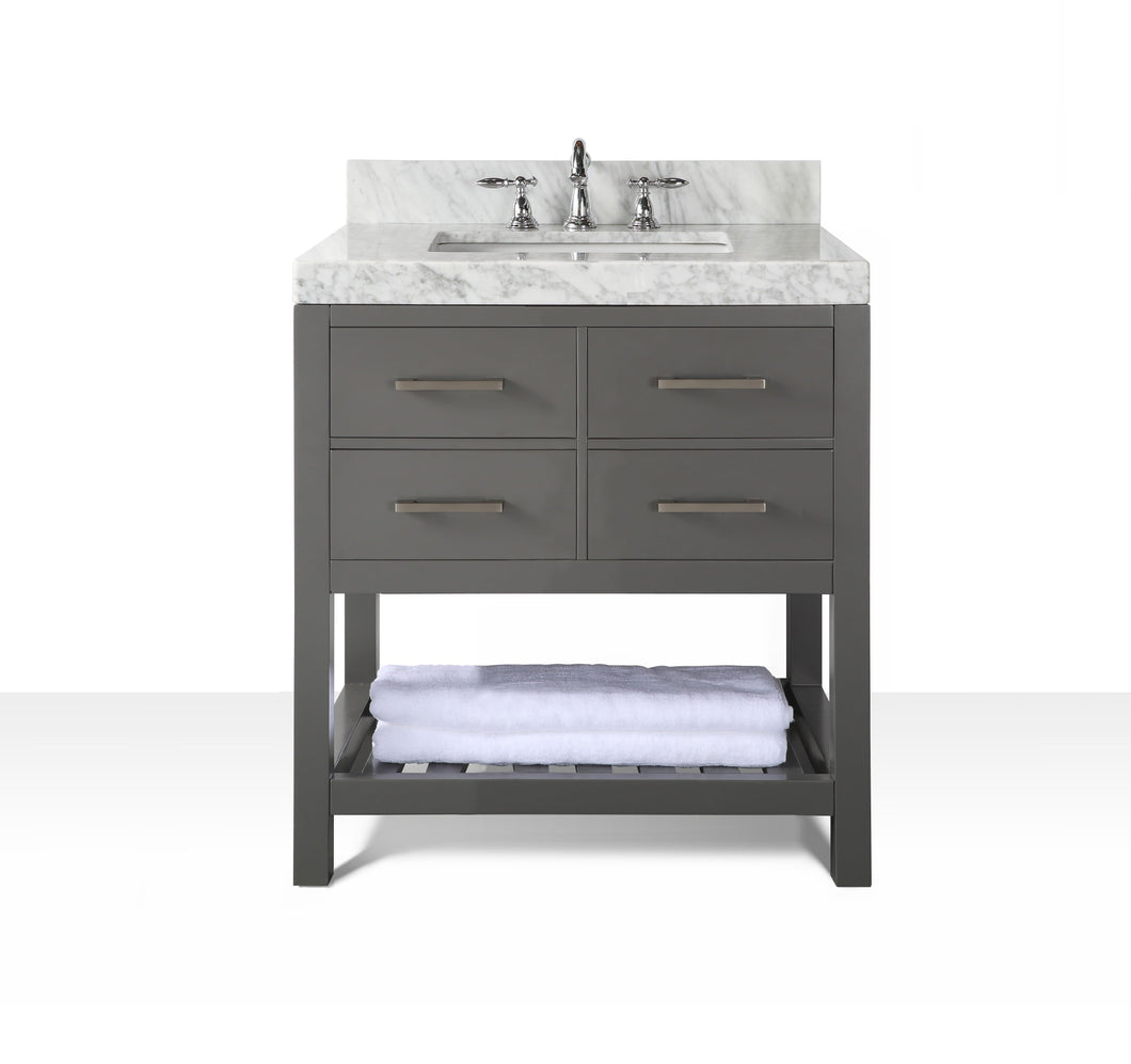 Ancerre Designs Vanity Ancerre Designs VTS-ELIZABETH-36-SG-CW Elizabeth 36 in.Bath Vanity Set in Sapphire Grey