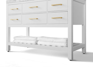 Ancerre Designs Vanity Ancerre Designs VTS-ELIZABETH-48-W-CW-GD Elizabeth 48 in. Bath Vanity Set in White with Gold Hardware