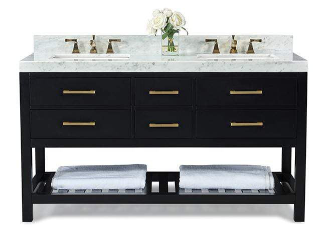 Ancerre Designs Vanity Ancerre Designs VTS-ELIZABETH-60-BO-CW-GD  Elizabeth 60 in. Bath Vanity Set in Black Onyx