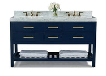 Load image into Gallery viewer, Ancerre Designs Vanity Ancerre Designs VTS-ELIZABETH-60-HB-CW-GD  Elizabeth 60 in. Bath Vanity Set in Heritage Blue