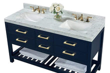 Load image into Gallery viewer, Ancerre Designs Vanity Ancerre Designs VTS-ELIZABETH-60-HB-CW-GD  Elizabeth 60 in. Bath Vanity Set in Heritage Blue