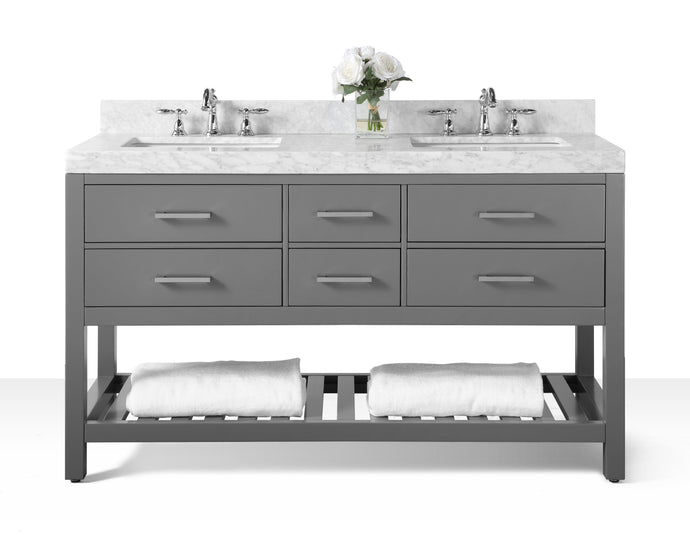 Ancerre Designs Vanity Ancerre Designs VTS-ELIZABETH-60-SG-CW  Elizabeth 60 in. Bath Vanity Set in Sapphire Gray