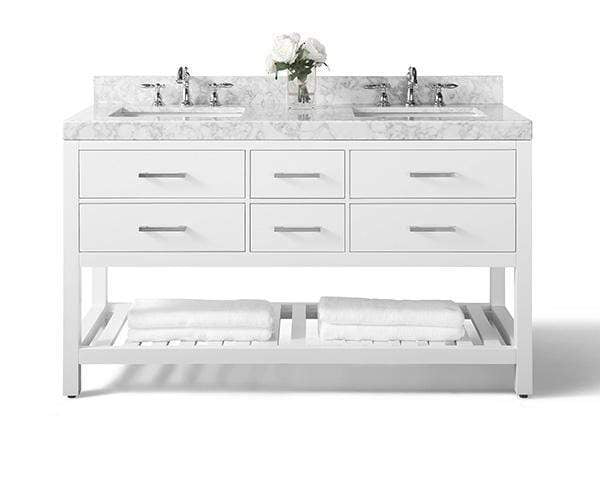 Ancerre Designs Vanity Ancerre Designs VTS-ELIZABETH-60-W-CW  Elizabeth 60 in. Bath Vanity Set in White