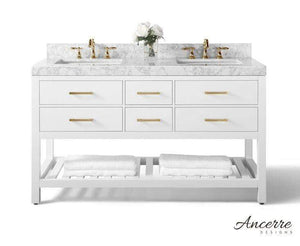 Ancerre Designs Vanity Ancerre Designs VTS-ELIZABETH-60-W-CW-GD  Elizabeth 60 in. Bath Vanity Set in White