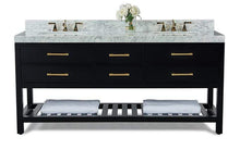 Load image into Gallery viewer, Ancerre Designs Vanity Ancerre Designs VTS-ELIZABETH-72-BO-CW-GD  Elizabeth 72 in. Bath Vanity Set in Black Onyx