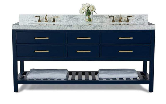 Ancerre Designs Vanity Ancerre Designs VTS-ELIZABETH-72-HB-CW-GD  Elizabeth 72 in. Bath Vanity Set in Heritage Blue