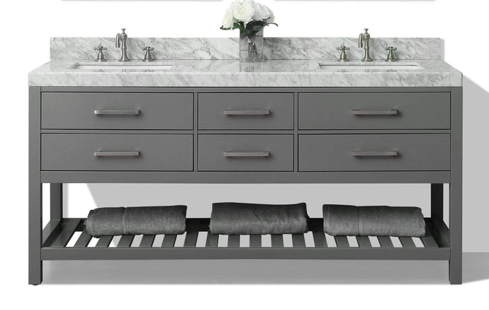 Ancerre Designs Vanity Ancerre Designs VTS-ELIZABETH-72-SG-CW   Elizabeth 72 in. Bath Vanity Set in Sapphire Gray