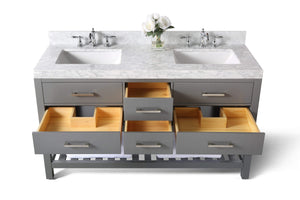 Ancerre Designs Vanity Ancerre Designs VTS-ELIZABETH-72-SG-CW   Elizabeth 72 in. Bath Vanity Set in Sapphire Gray