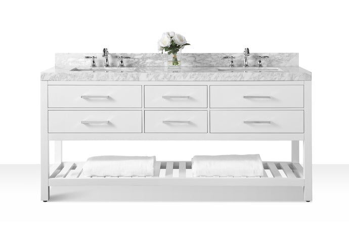 Ancerre Designs Vanity Ancerre Designs VTS-ELIZABETH-72-W-CW  Elizabeth 72 in. Bath Vanity Set in White