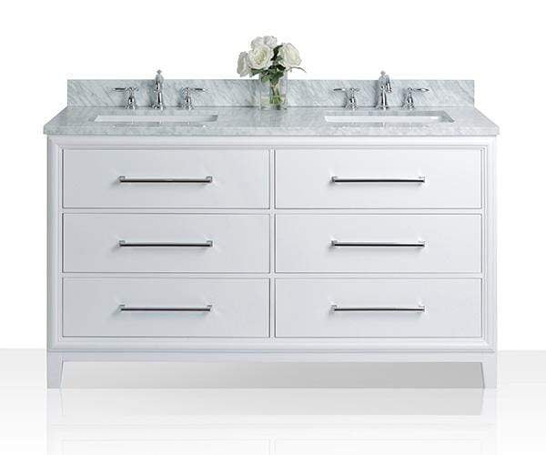 Ancerre Designs Vanity Ancerre Designs VTS-ELLIE-60-W-CW Ellie 60 in. Bath Vanity Set in White
