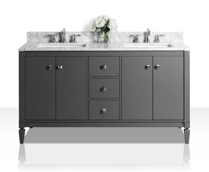 Ancerre Designs Vanity Ancerre Designs VTS-KAYLEIGH-60-SG-CW  Kayleigh 60 in. Bath Vanity Set in Sapphire Gray