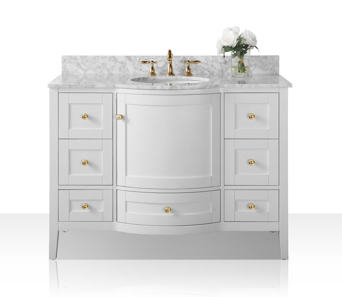 Ancerre Designs Vanity Ancerre Designs VTS-LAUREN-48-W-CW-GD  Lauren 48 in. Bath Vanity Set in White