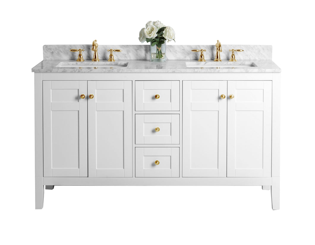 Ancerre Designs Vanity Ancerre Designs VTS-MAILI-60-W-CW-GD  Maili 60 in. Bath Vanity Set in White