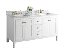 Load image into Gallery viewer, Ancerre Designs Vanity Ancerre Designs VTS-MAILI-60-W-CW-GD  Maili 60 in. Bath Vanity Set in White