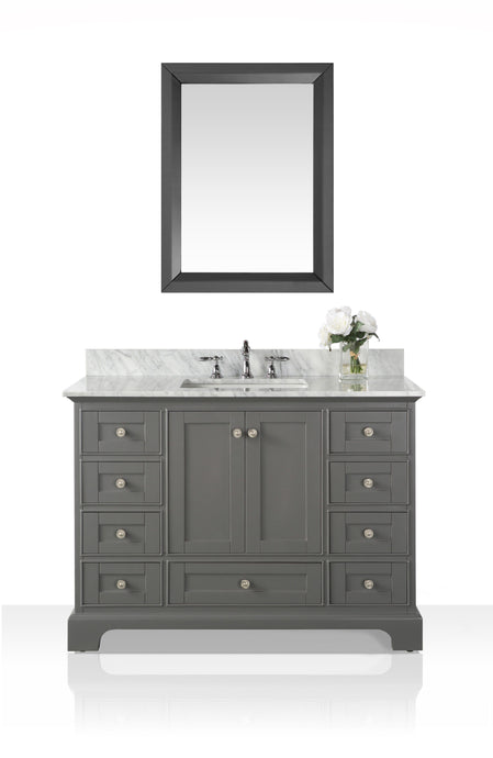 Ancerre Designs Vanity Ancerre Designs VTSM-AUDREY-48-SG-CW  Audrey 48 in. Bath Vanity Set in Sapphire Gray with 28 in. Mirror