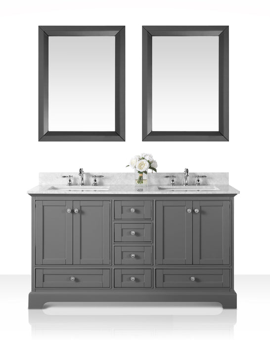 Ancerre Designs Vanity Ancerre Designs VTSM-AUDREY-60-SG-CW  Audrey 60 in. Bath Vanity Set in Sapphire Gray with 24 in. Mirror