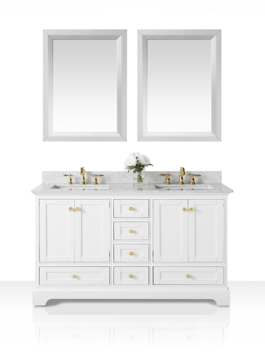 Ancerre Designs Vanity Ancerre Designs VTSM-AUDREY-60-W-CW-GD  Audrey 60 in. Bath Vanity Set in White with 24 in. Mirrors