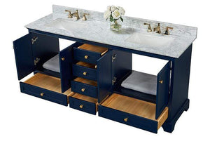 Ancerre Designs Vanity Ancerre Designs VTSM-AUDREY-72-HB-CW-GD  Audrey 72 in. Bath Vanity Set in Heritage Blue with 24 in. Mirrors