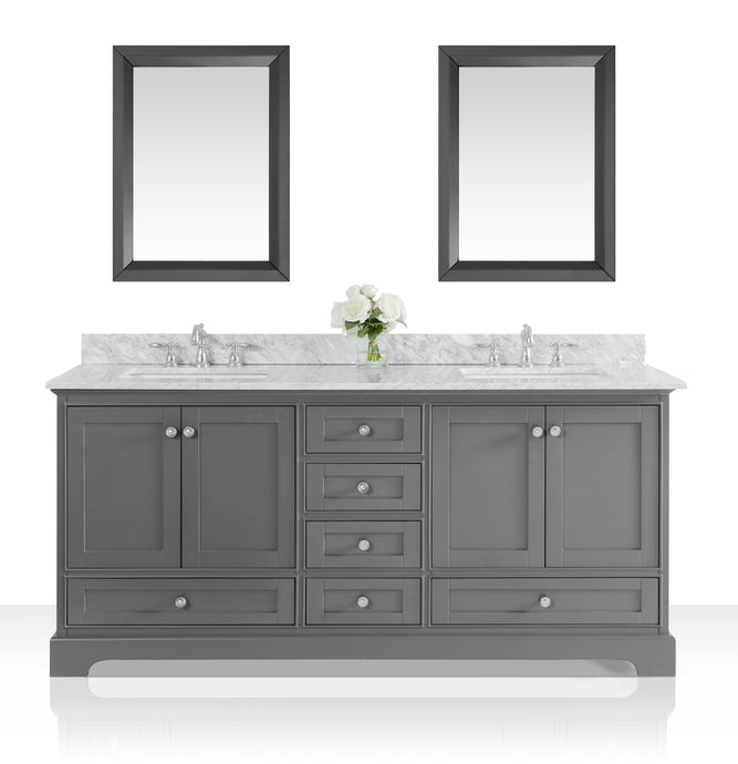 Ancerre Designs Vanity Ancerre Designs VTSM-AUDREY-72-SG-CW   Audrey 72 in. Bath Vanity Set in Sapphire Gray with 24 in. Mirror