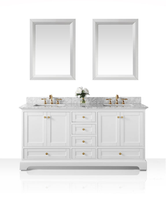 Ancerre Designs Vanity Ancerre Designs VTSM-AUDREY-72-W-CW-GD  Audrey 72 in. Bath Vanity Set in White with 24 in. Mirrors