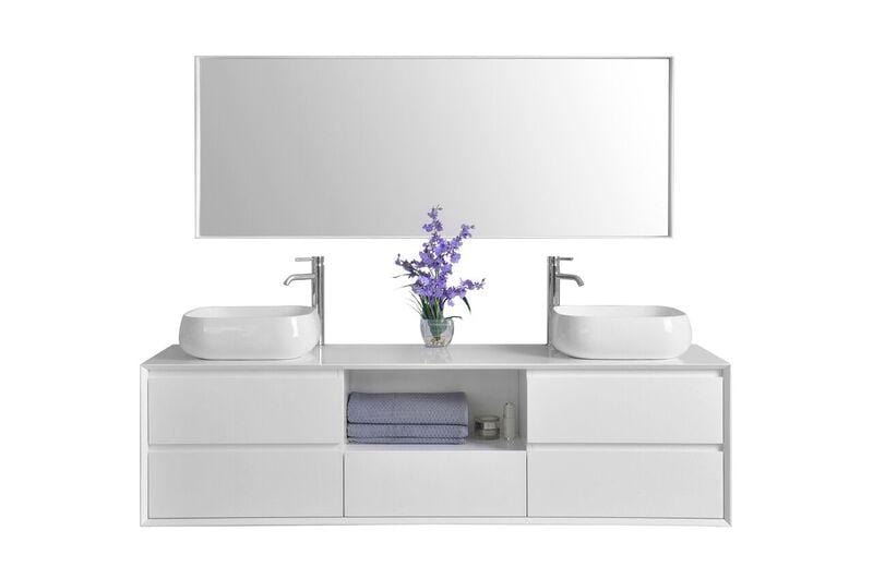 Ancerre Designs Vanity Ancerre Designs VTSM-CATHERINE-72-W Catherine 72 in. Bath Vanity Set in White