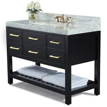 Load image into Gallery viewer, Ancerre Designs Vanity Ancerre Designs VTSM-ELIZABETH-48-BO-CW-GD  Elizabeth 48 in.Bath Vanity Set in Black Onyx with 28 in. Mirror
