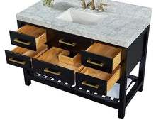 Load image into Gallery viewer, Ancerre Designs Vanity Ancerre Designs VTSM-ELIZABETH-48-BO-CW-GD  Elizabeth 48 in.Bath Vanity Set in Black Onyx with 28 in. Mirror