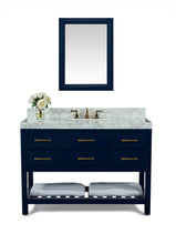 Load image into Gallery viewer, Ancerre Designs Vanity Ancerre Designs VTSM-ELIZABETH-48-HB-CW-GD  Elizabeth 48 in.Bath Vanity Set in Heritage Blue with 28 in. Mirror