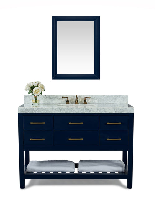 Ancerre Designs Vanity Ancerre Designs VTSM-ELIZABETH-48-HB-CW-GD  Elizabeth 48 in.Bath Vanity Set in Heritage Blue with 28 in. Mirror